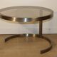Table basse d'appoint vintage en acier brossé et verre, 1970