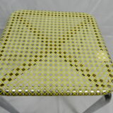 Tabouret scoubidou jaune et blanc