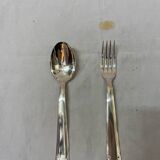 Birth cutlery 1 fork and 1 silver metal spoon