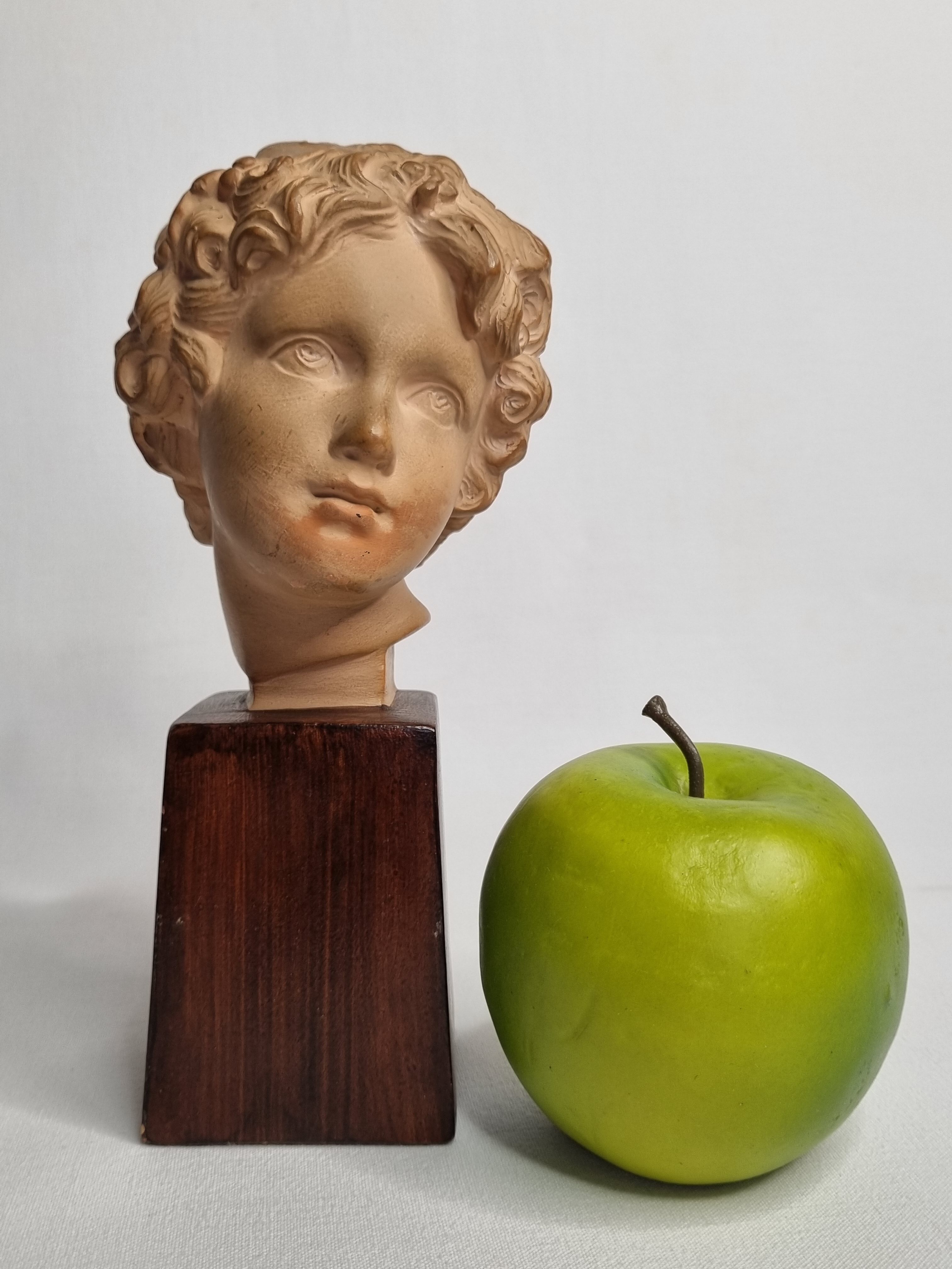 Bust of Bacchus child in patinated terracotta, 21 cm