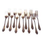 12 fourchettes à dessert en métal argenté