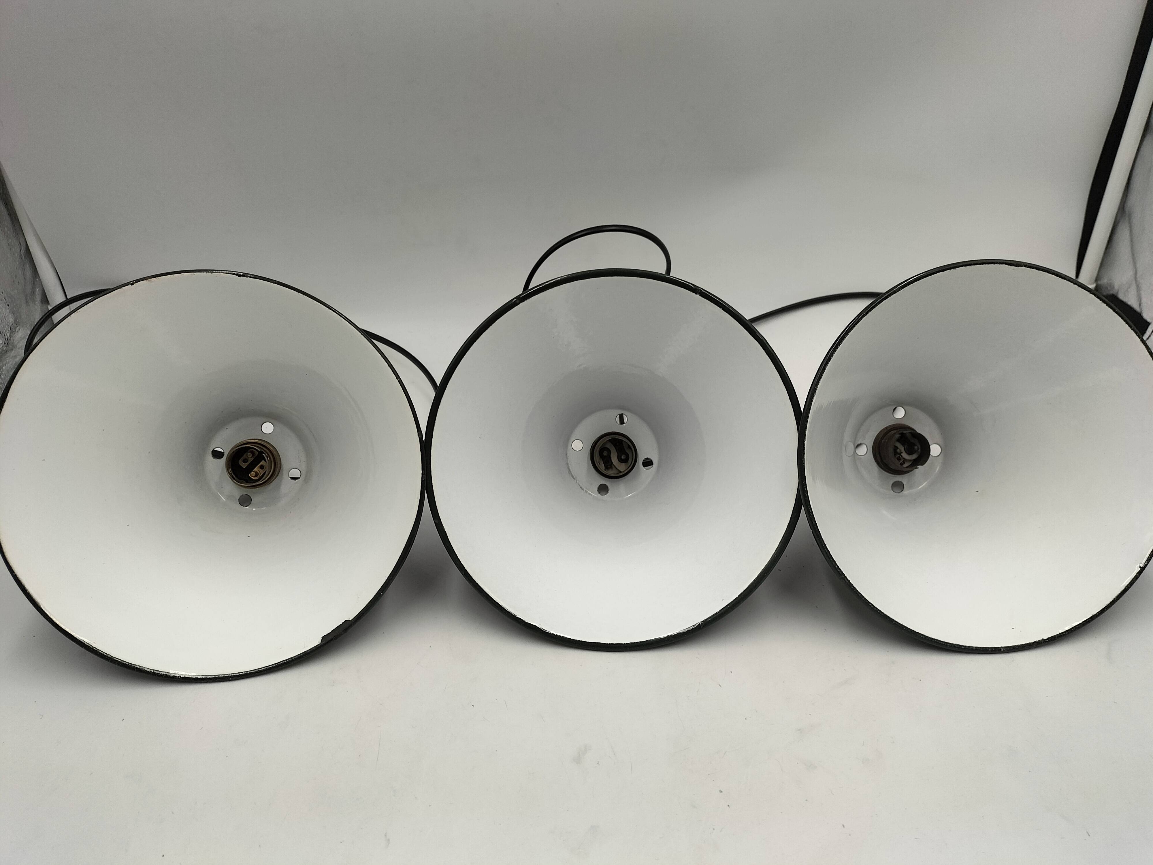 Enameled sheet metal pendant lights