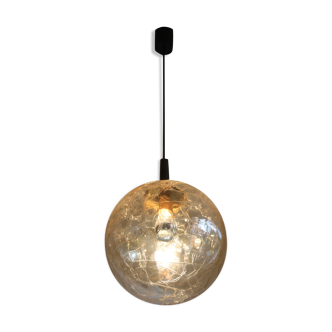Crackle glass ball pendant light by Doria Leuchten, Germany 1970s.