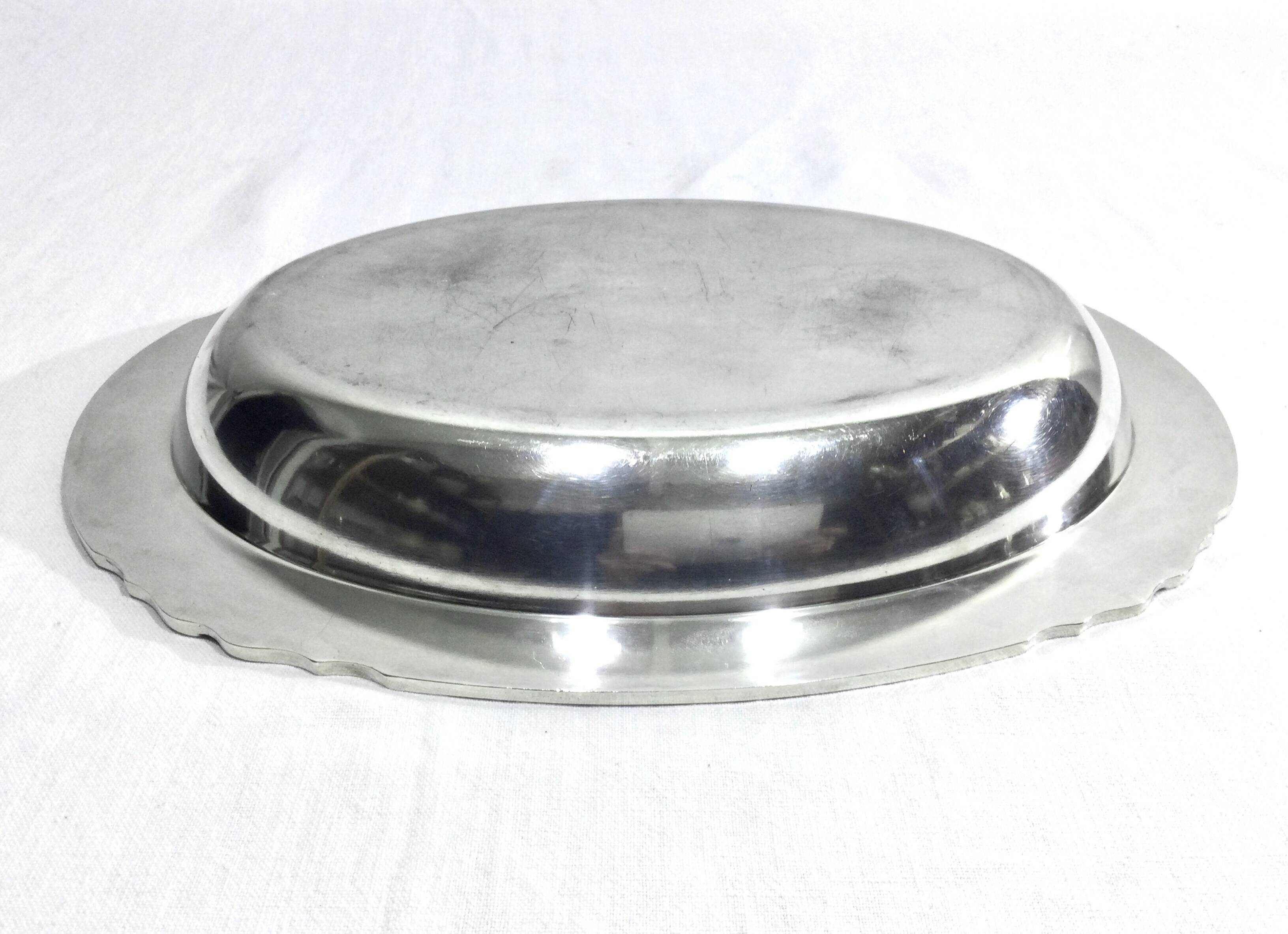 Gallia collection serving dish in silver metal
