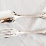 Silver cutlery, 1 fork and 1 spoon, Orfévrerie Saint Médard