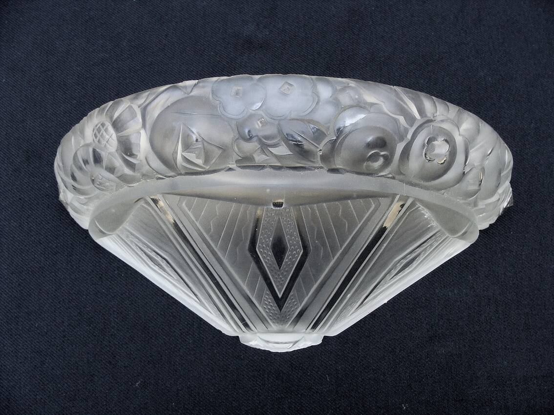 Pair of Art Deco pressed glass wall lights designed 1930
