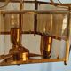 Brass pendant lamp and five-faceted vintage smoked glasses
