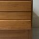 Low bedside table, accent table in elm wood, Maison Regain, France 1970.