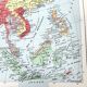 Vintage map Asia China Japan India USSR 43x43cm from 1950