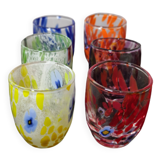 6 Murano glass liqueur glasses