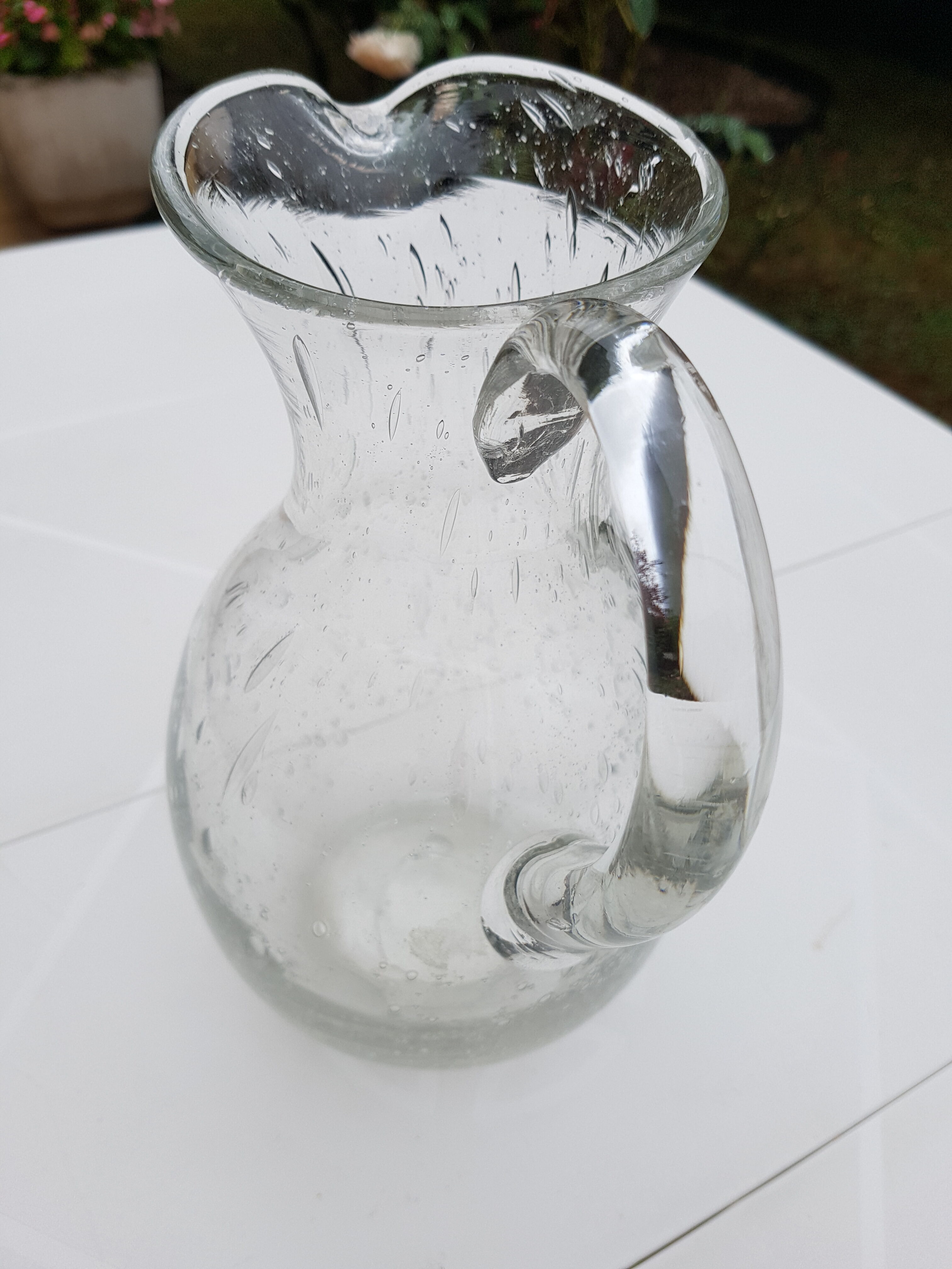 Biot 1980s bubbled glass carafe