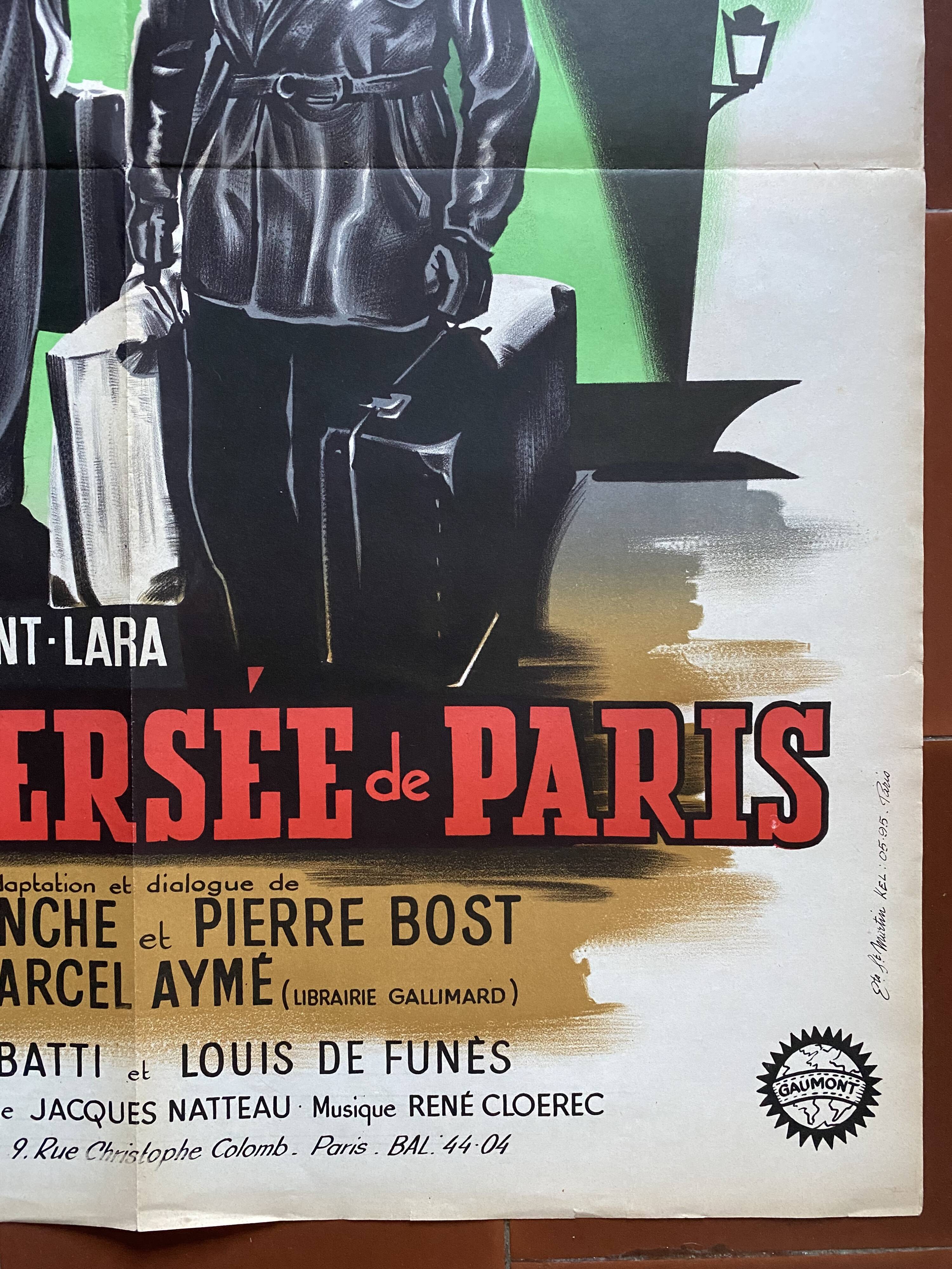 Original cinema poster "La Traversée de Paris" Jean Gabin, Bourvil 60x80cm 1956