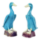 Vintage Duck Figurine Figure Couple Blue Chinese Porcelain 12cm