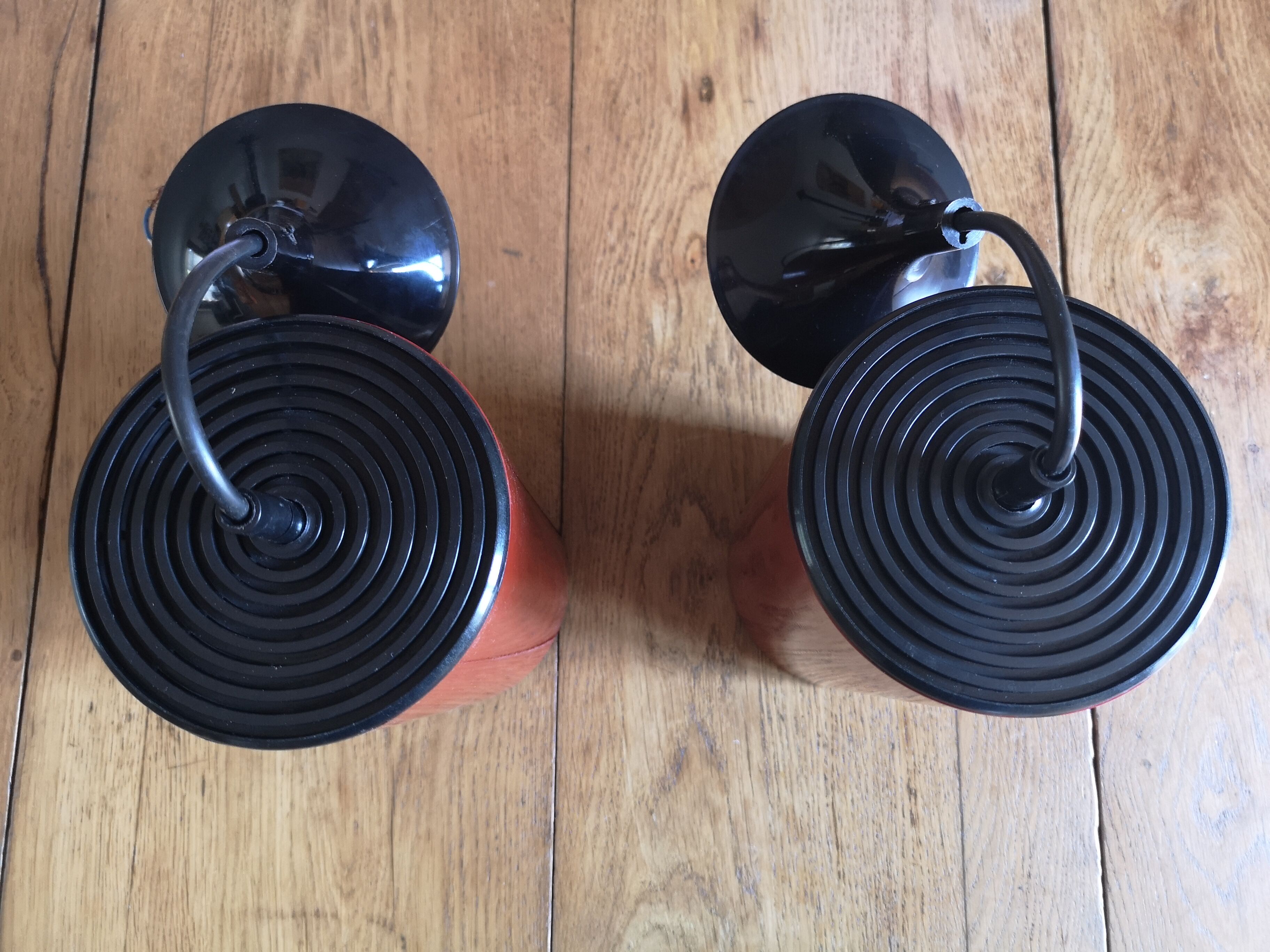 Pair of two hanging lamps lita year 70