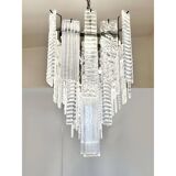 Contemporary Italian Rectangular Strip “Listelli” Murano Glass Chandelier b