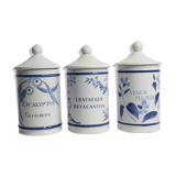 Ensemble de trois pots à pharmacie en faïence de Longchamp