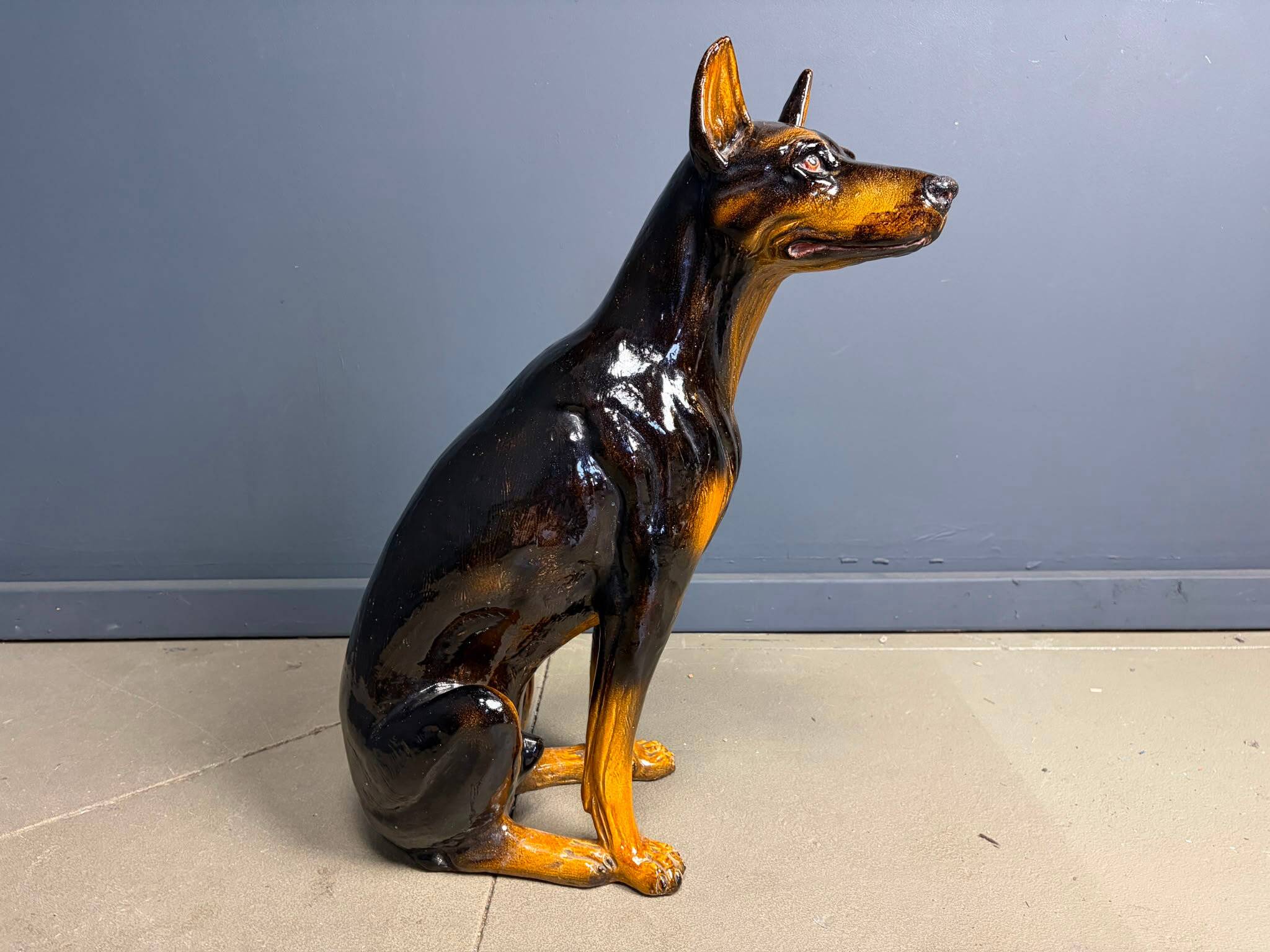 Vintage ceramic sculpture of a Doberman, 1960s