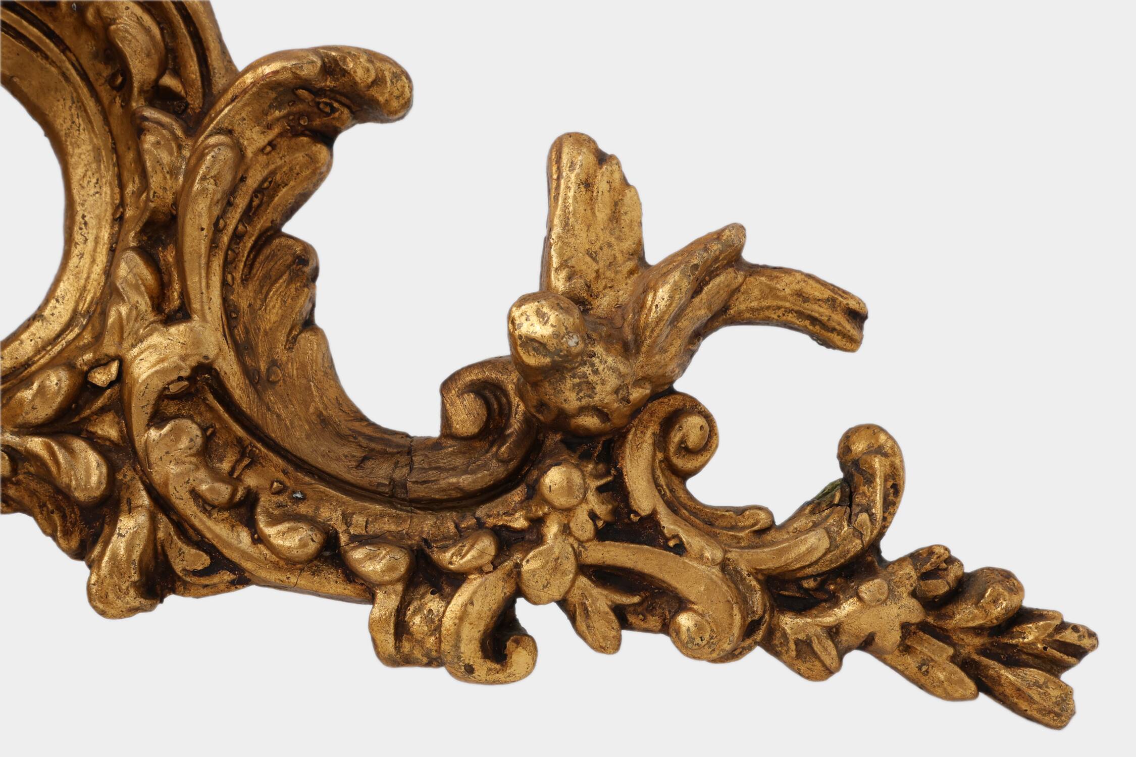 Louis XV Giltwood Ornament with Central Putto and C‑Scrolls, 18th Century
