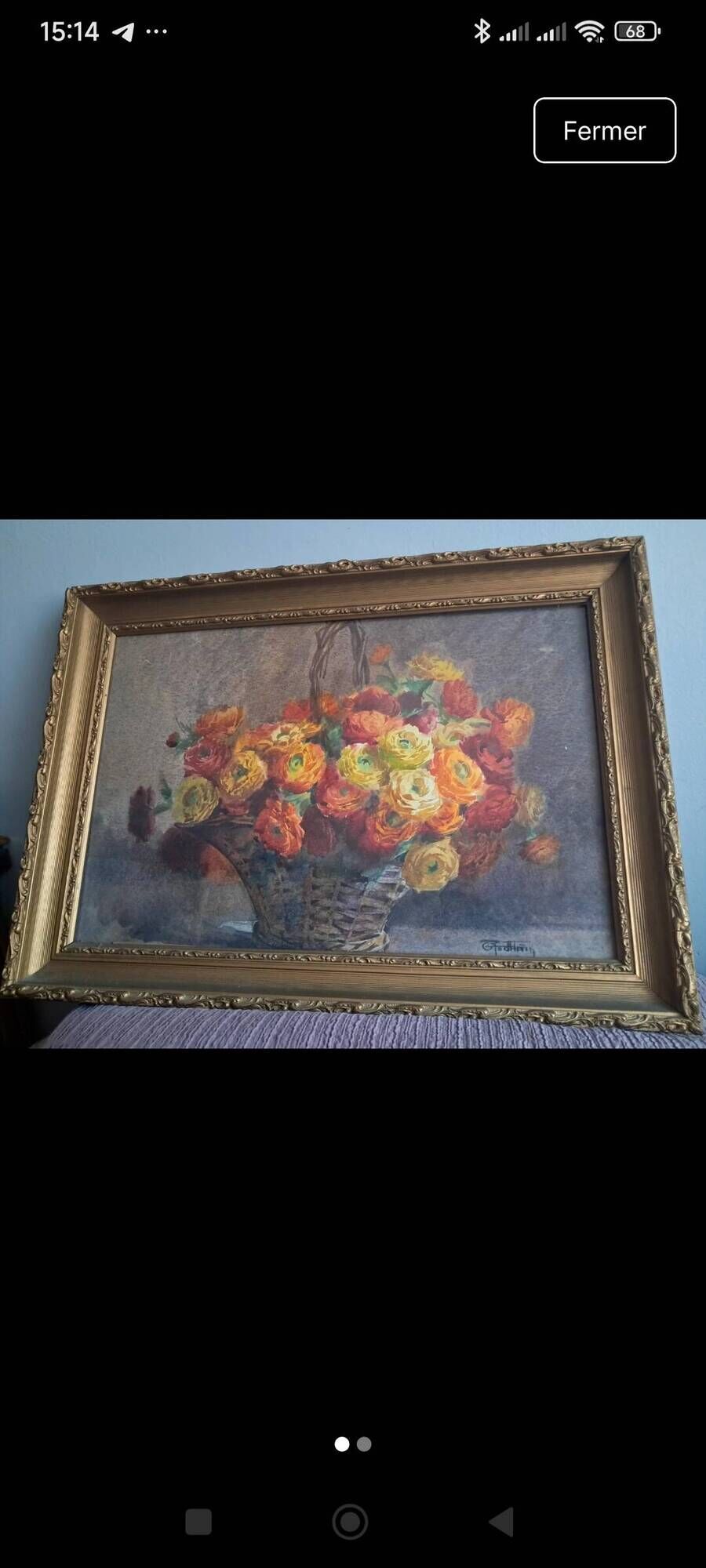 Ancient painting "The Basket of Buttercups" – Oil on canvas signed Émile God