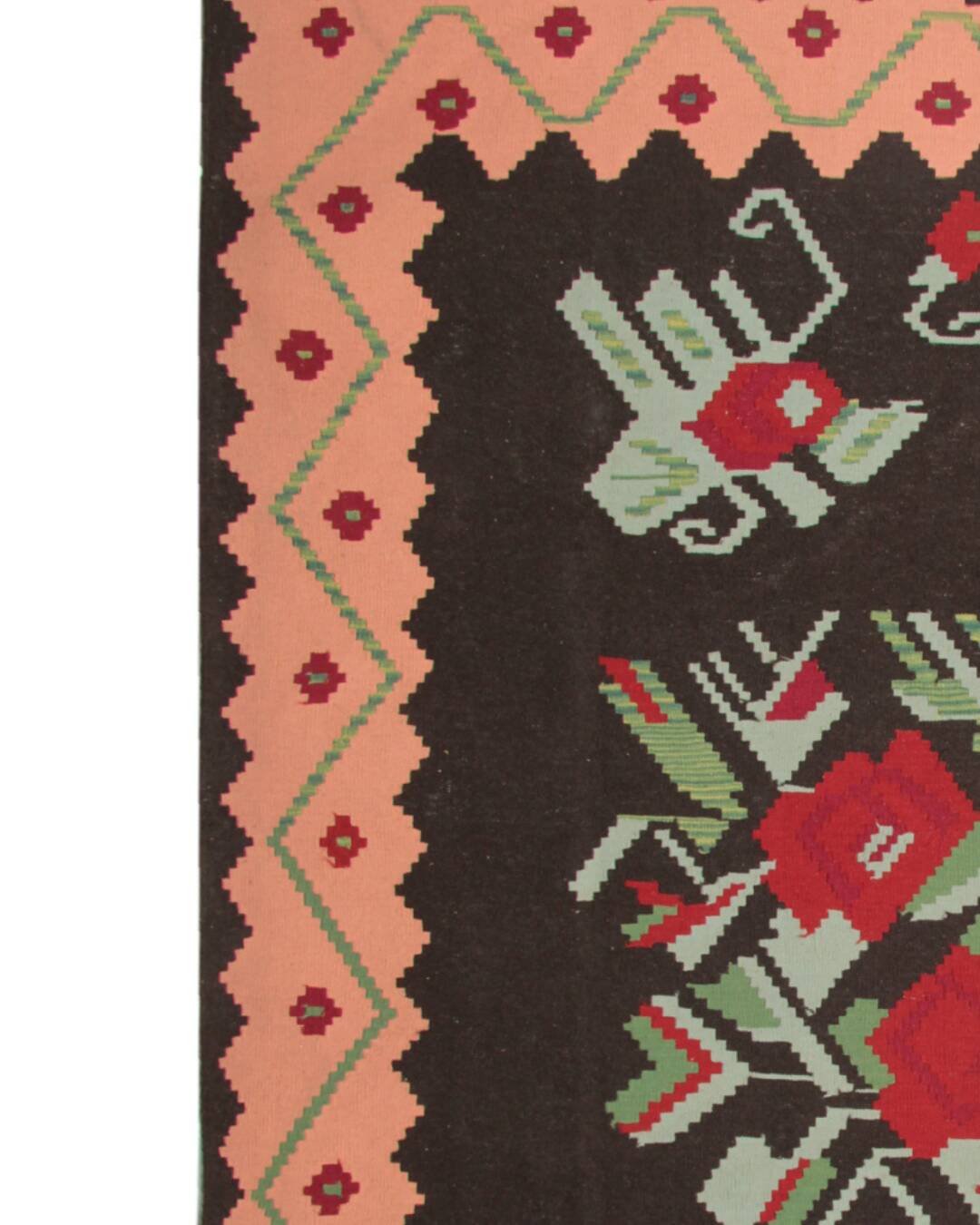 Tapis Kilim moldave en laine, grand motif floral tissé à plat, art populaire, 306 x 242 cm