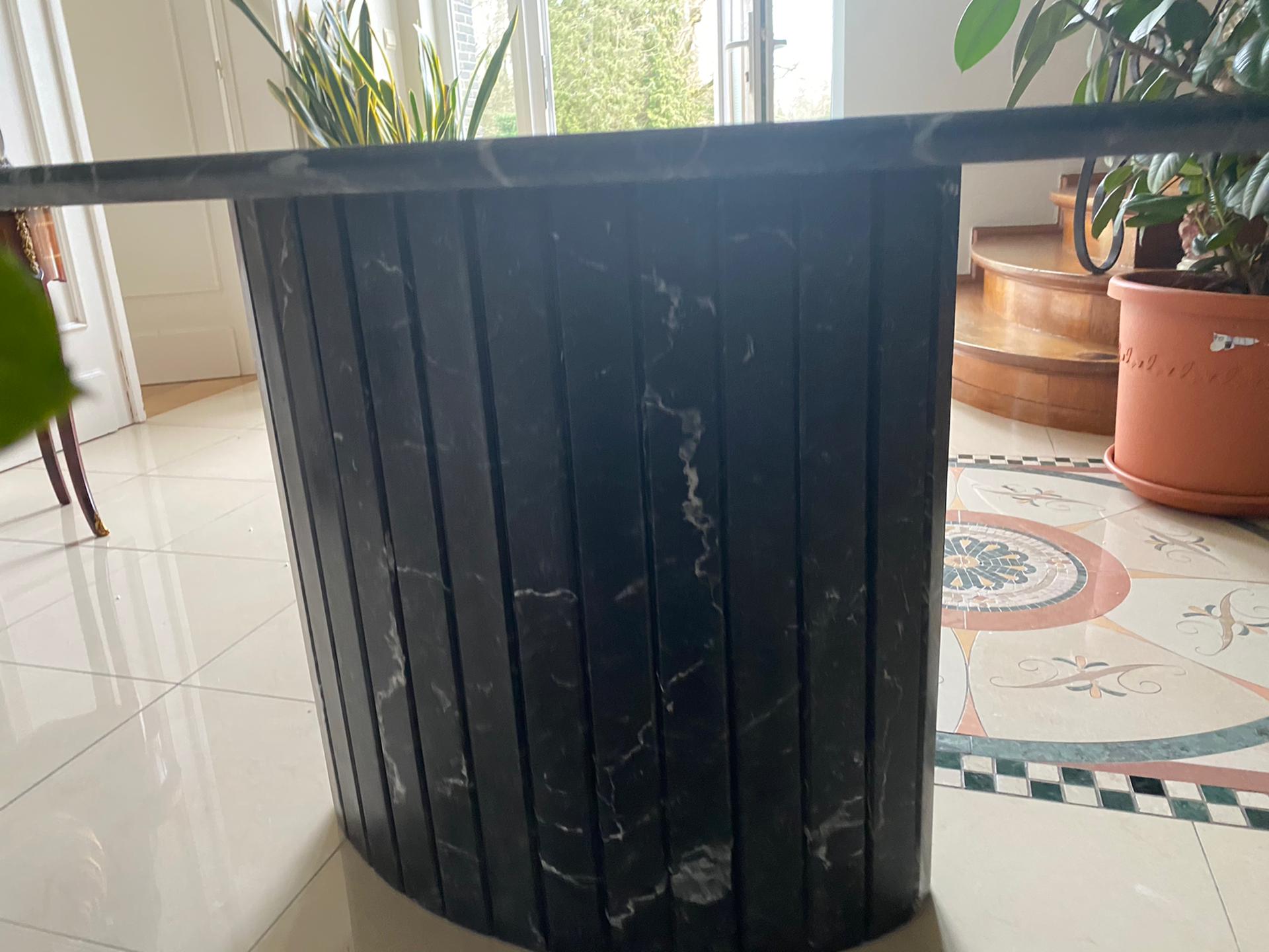 Table à manger en marbre nero marquina 1970 vintage italie