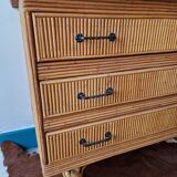 Commode en rotin et osier 1960