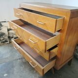 Vintage chest of drawers, compass legs, light wood