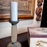 Art Deco Frosted Acrylic and Verdigris Brass Pricket Candleholder