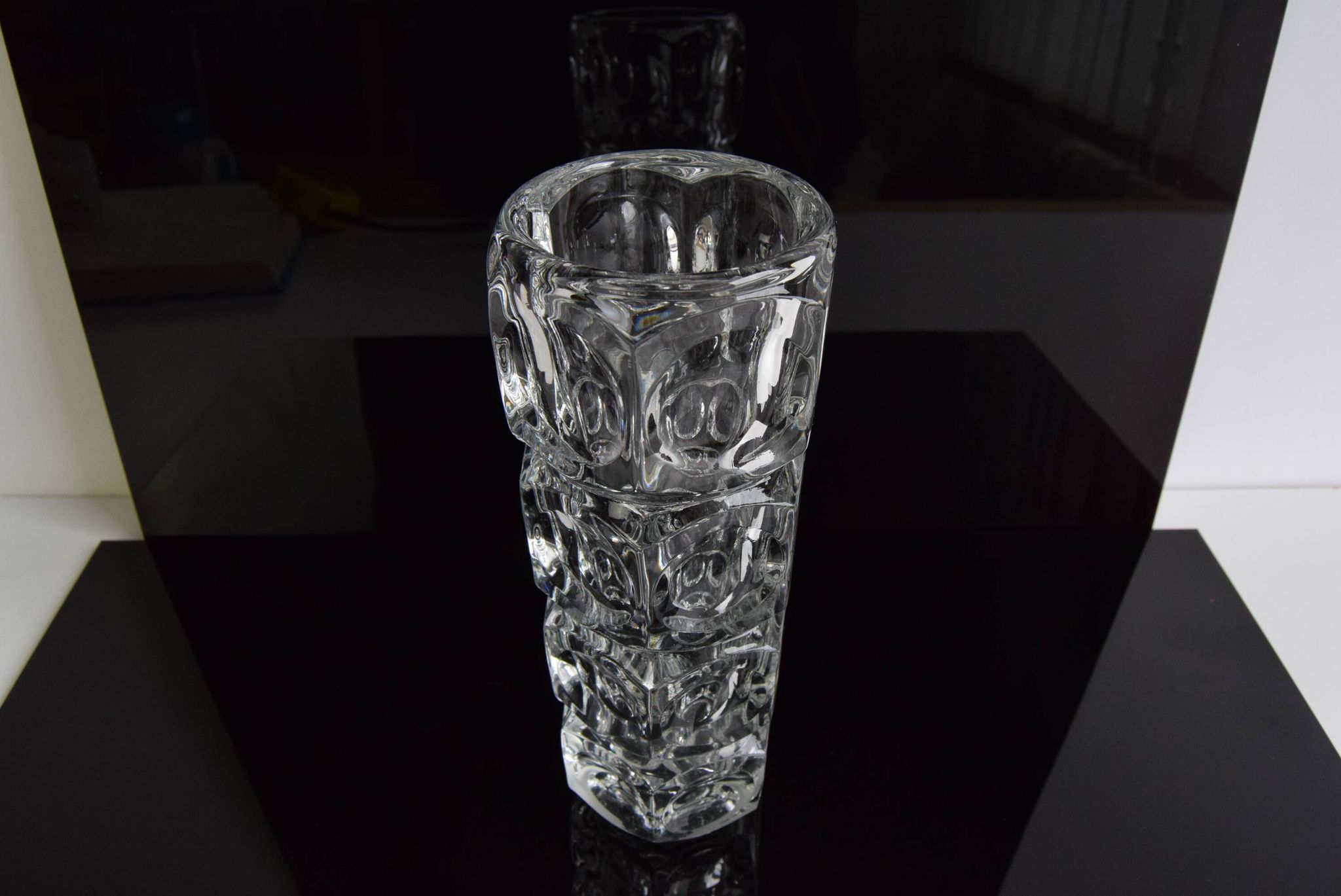 Vintage Glass Vase by František Pečeny for Heřmanova Huť, Czechoslovakia, 1960's.