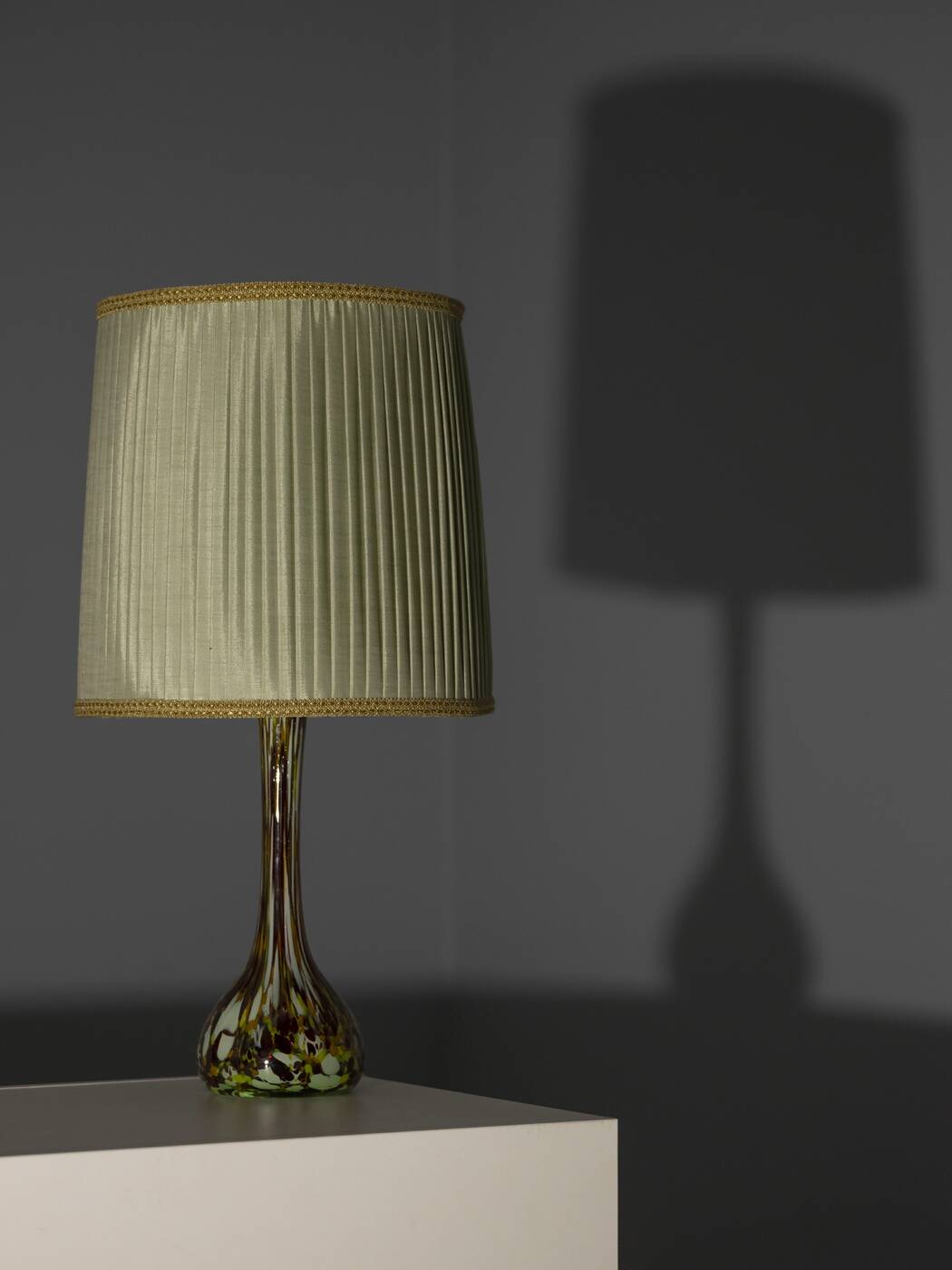 Glass Table Lamp with Textile Shade, 1960s–1970s