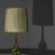 Glass Table Lamp with Textile Shade, 1960s–1970s