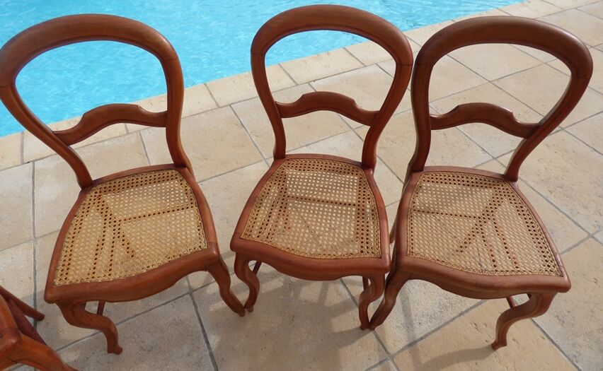 6 louis Philippe style chairs in solid wood merisier