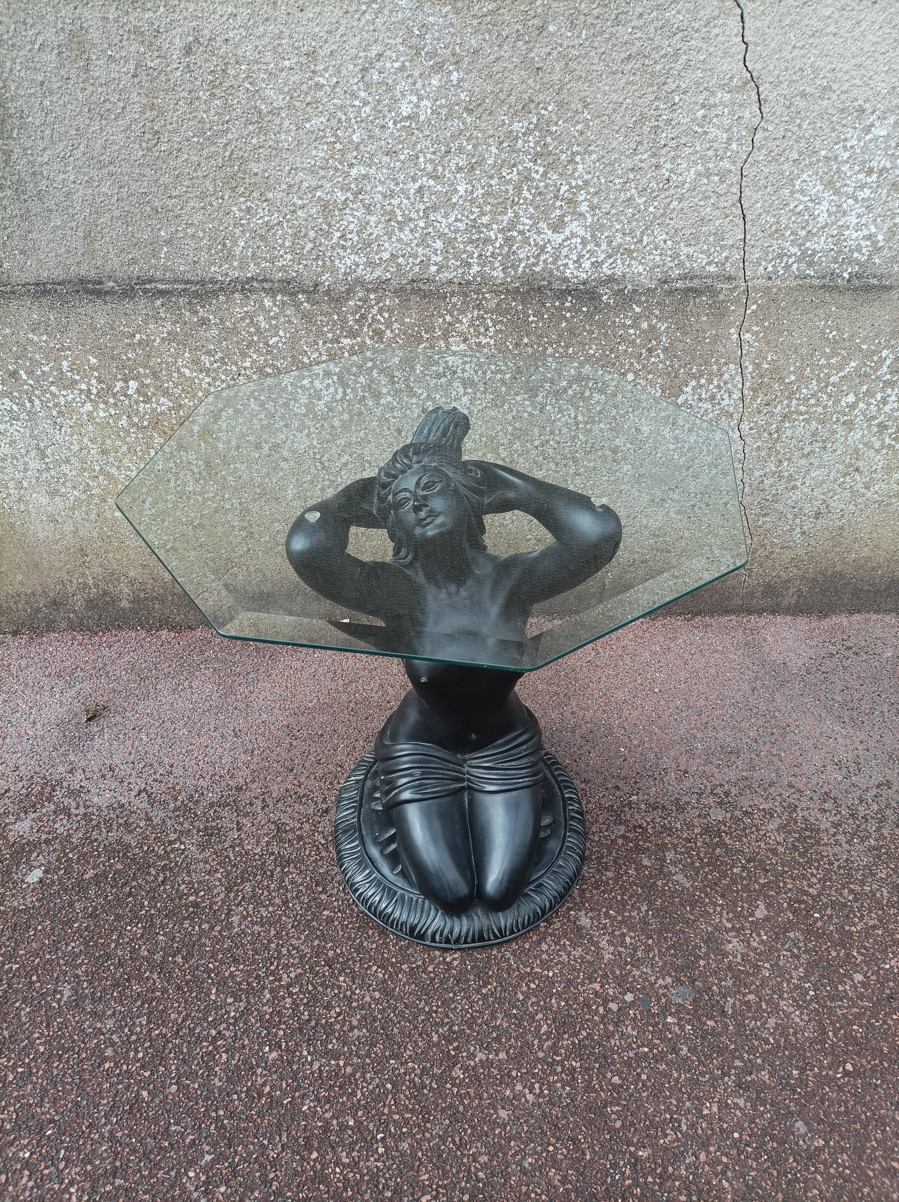 Side coffee table vintage beveled top