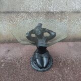 Side coffee table vintage beveled top