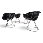 Set of 4 Pan Am dining chairs, chrome, leather by Gastone Rinaldi for RIMA,