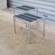 Pair of side tables in chrome metal and glass