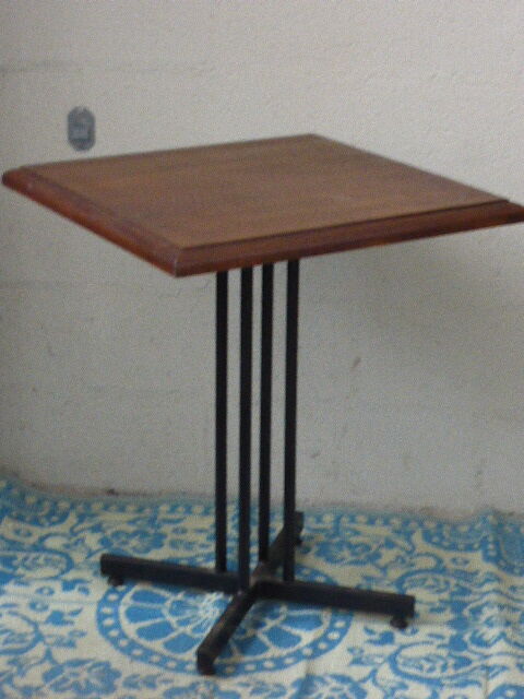 Table Bistro square wooden base metal vintage 1950/60