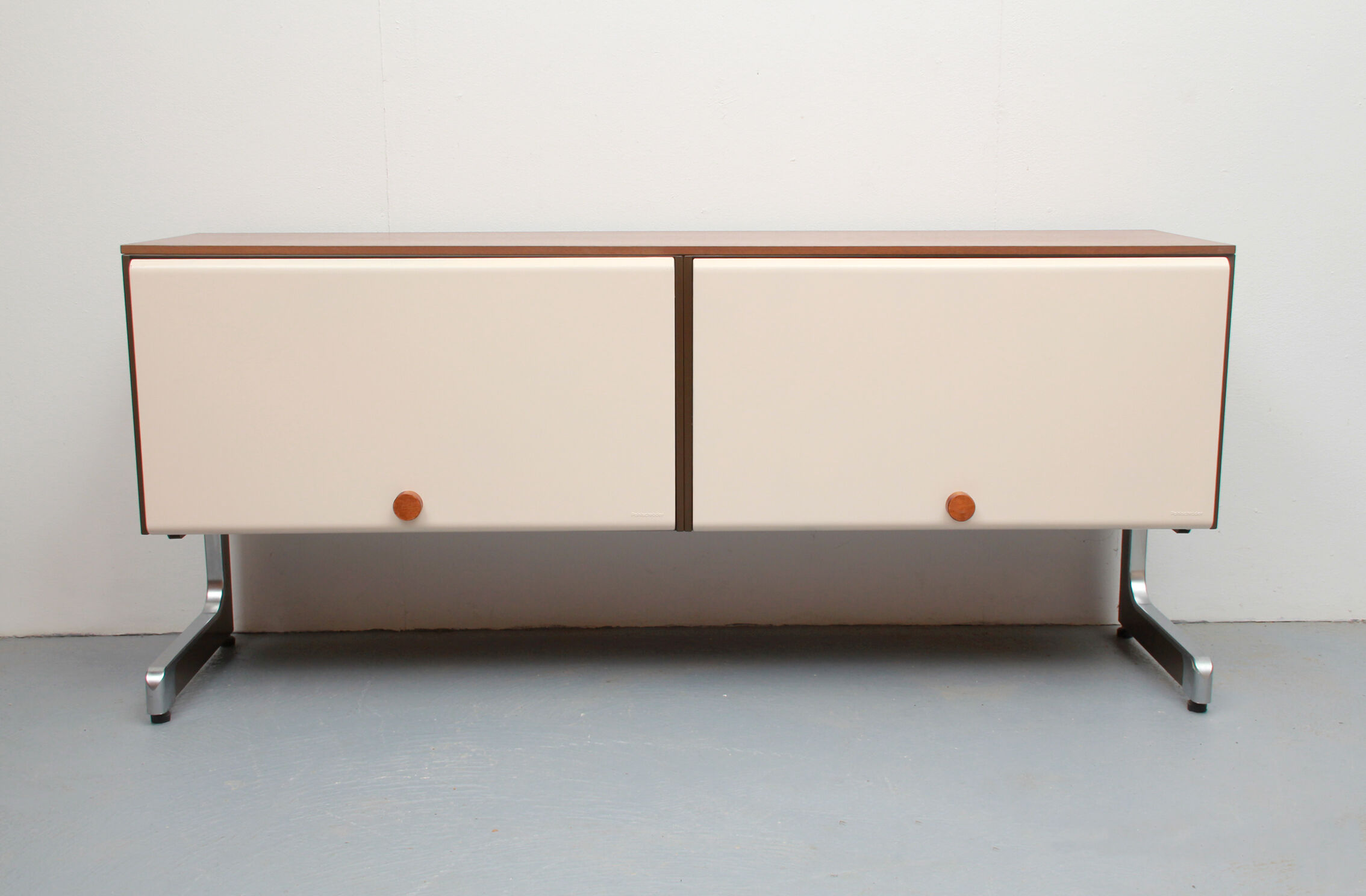 1970s sideboard room-devider in metal and teak