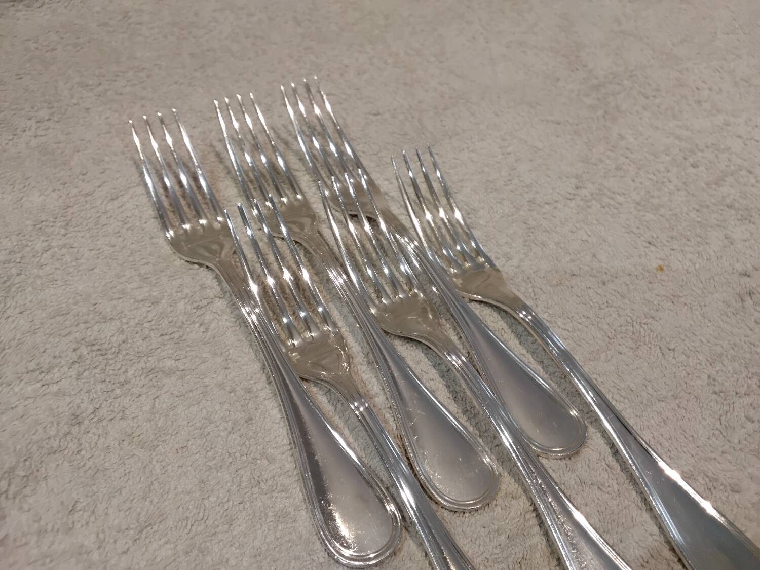 6 silver-plated dessert forks by Christofle, Albi pattern