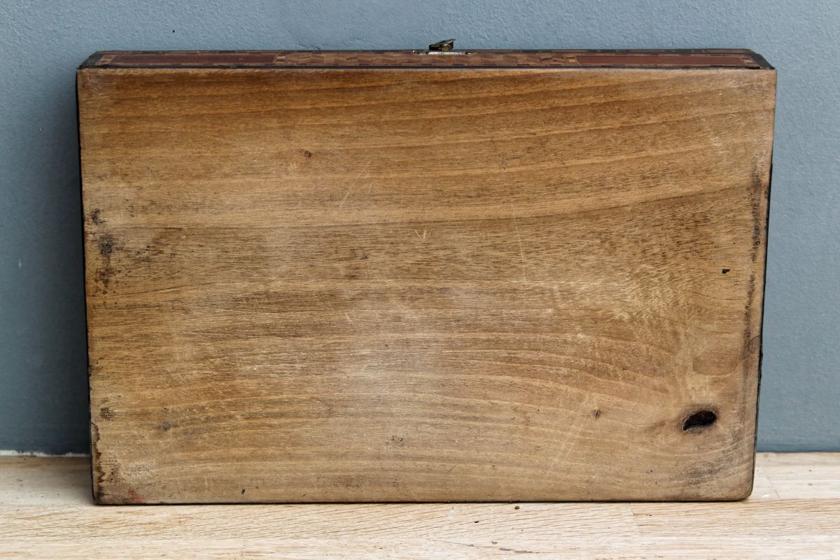 BOX XIXth in wood marquetry and mother-of-pearl