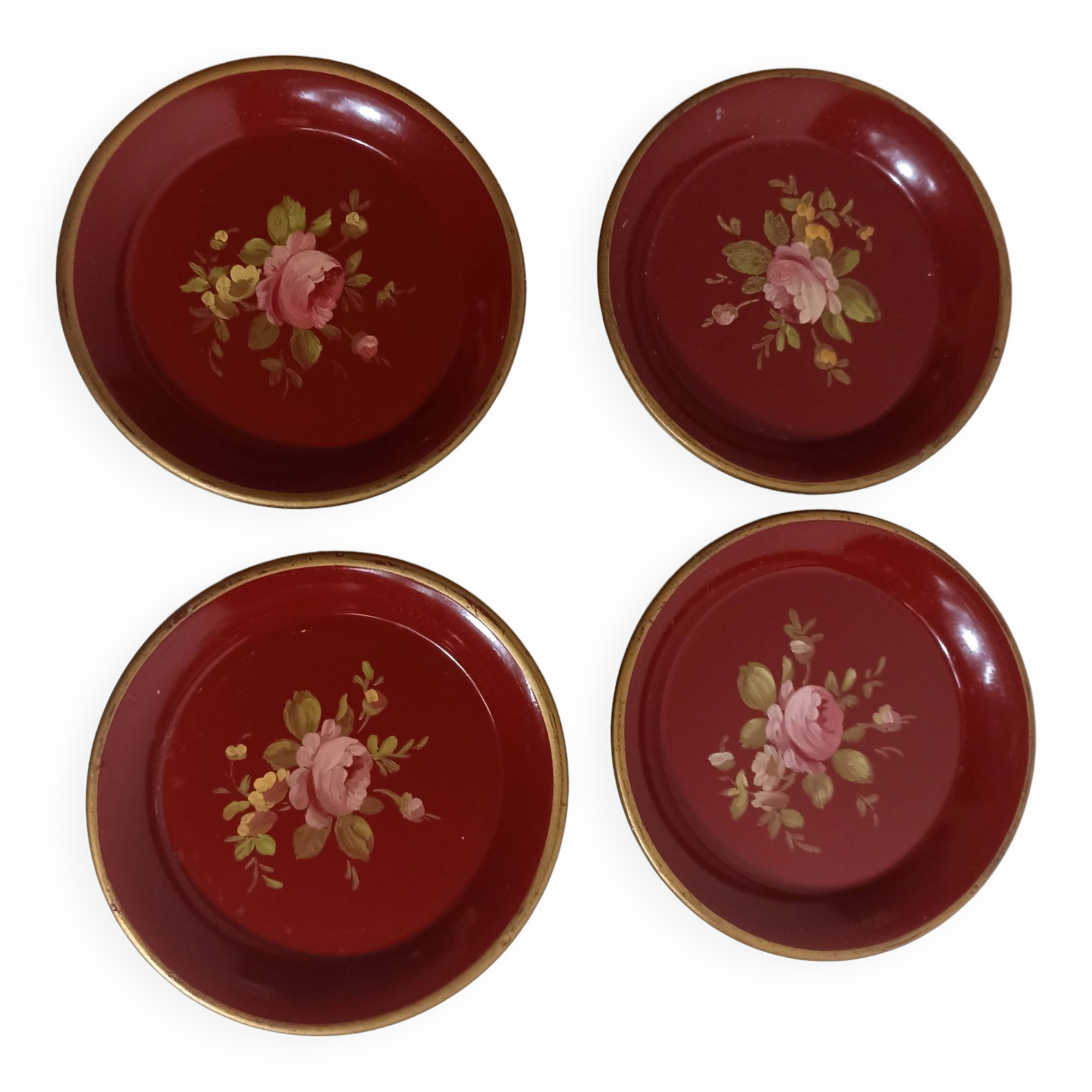 Set of 4 vintage red coasters