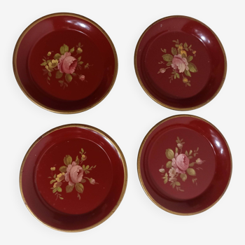 Lot de 4 dessous de verre vintage rouge