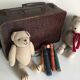 Small suitcase cardboard way crocodile