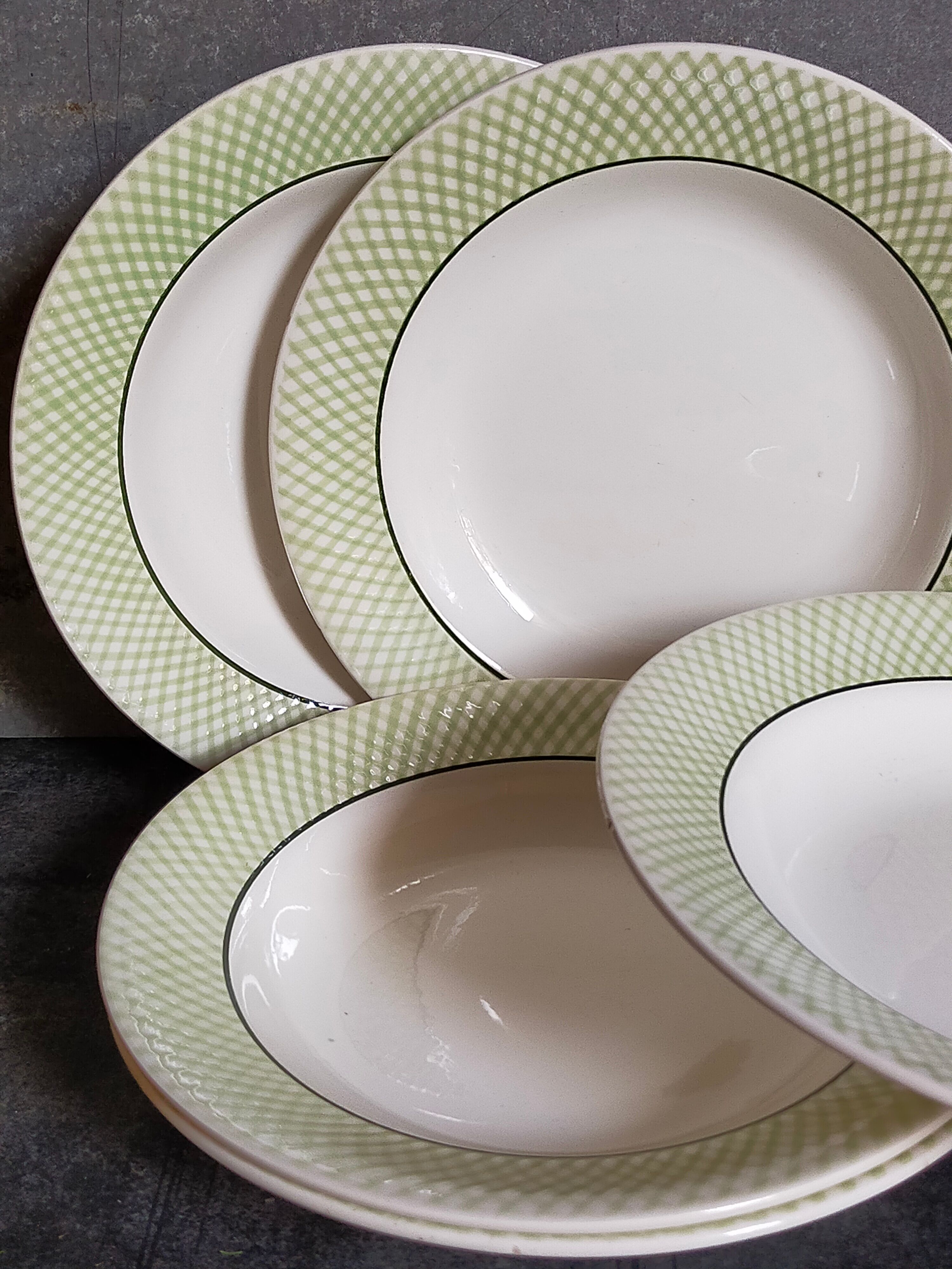 Six assiettes faïence de salins service "iseran" années 50