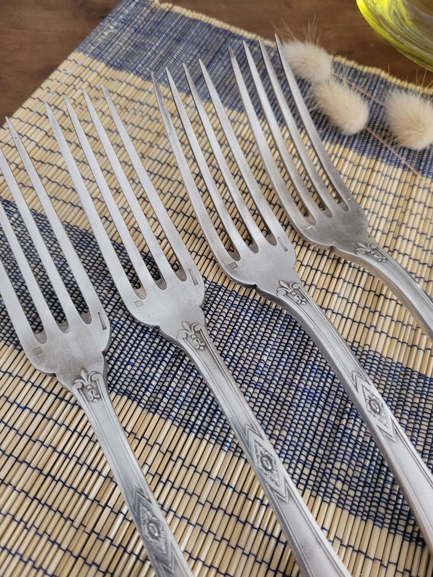 Set of 4 silver-plated forks in Boulenger antique style.
