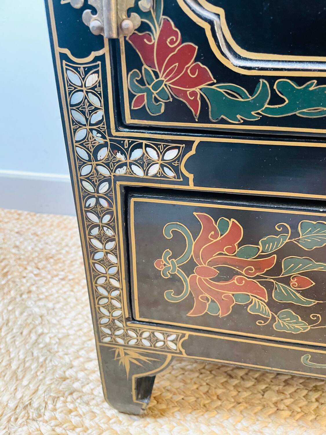 Charming Chinese Lacquer and Mother-of-Pearl Storage Unit 1960