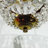 2-light brass and crystal ceiling light