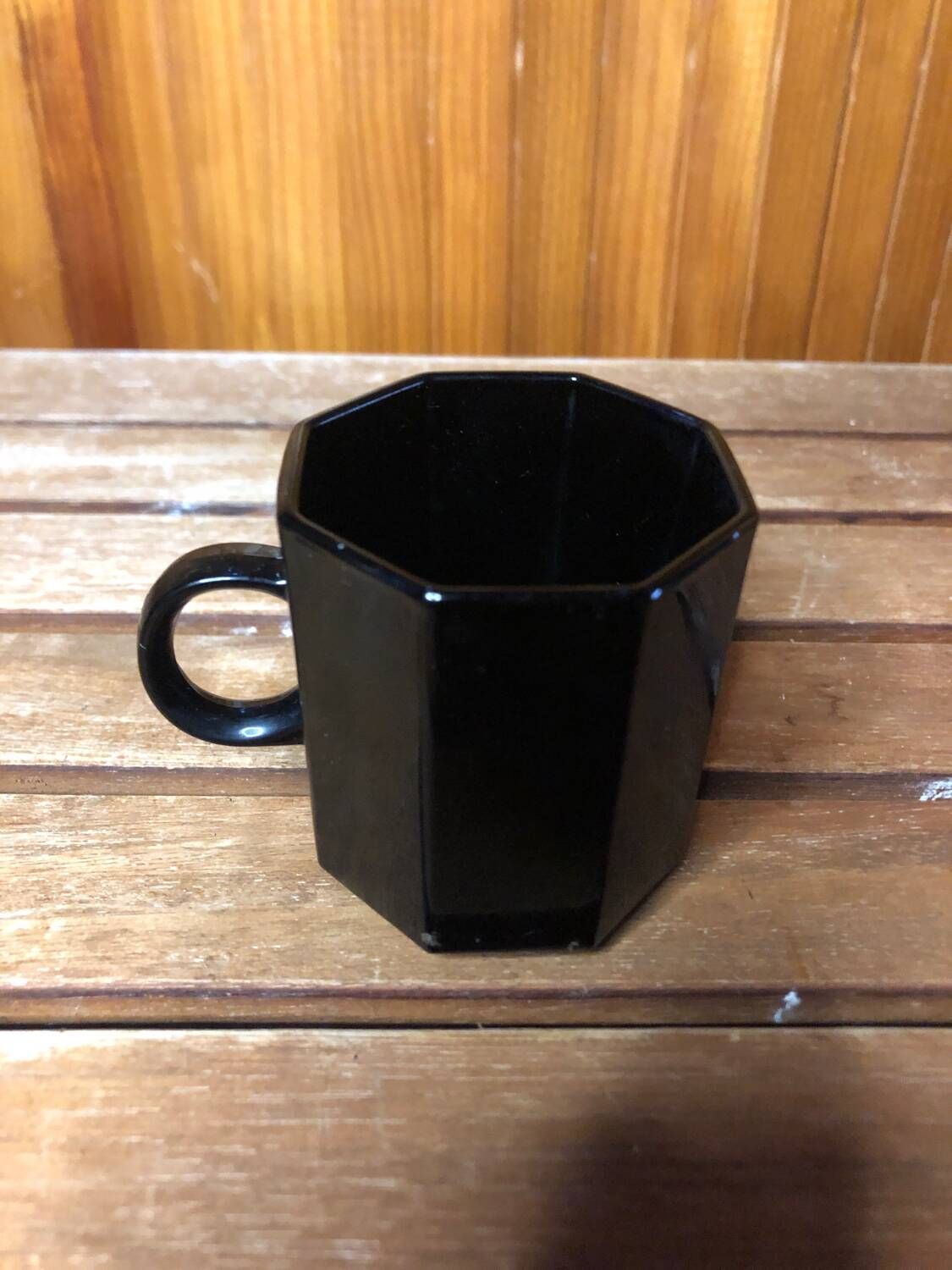Series Of 8 ESSO Cups Black Ceramic Collection France Vintage