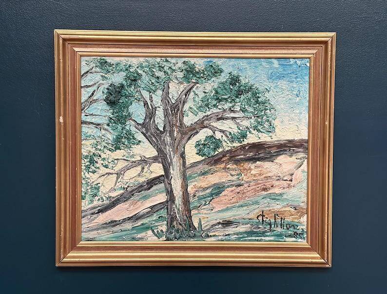 Original Swedish Oil on Canvas – “Tree” by Stig Allan