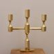 Vintage Swedish Three-Arm Brass Candleholder by Gusum, circa 1974
